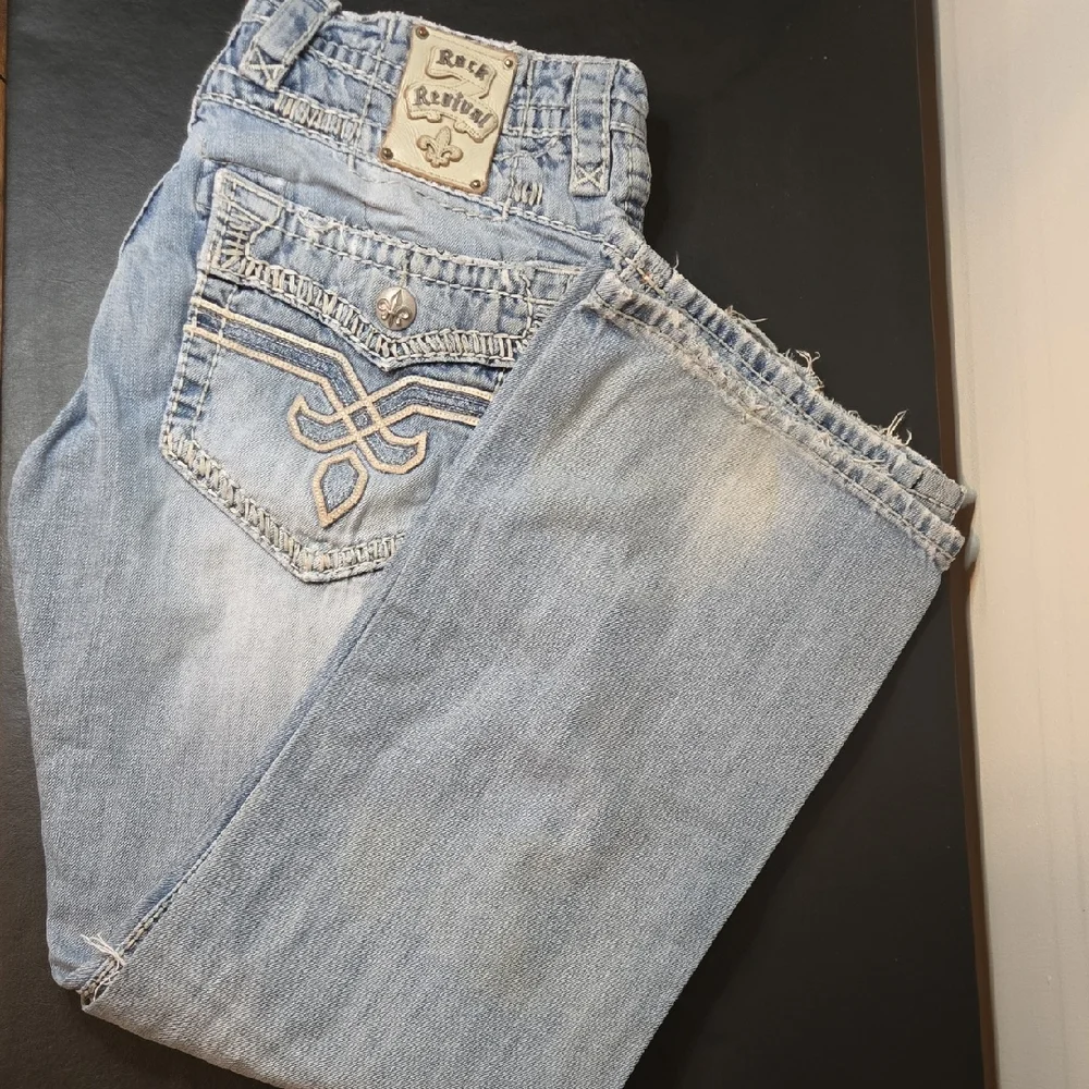 Rock Revival Boot Cut Ripped Jeans in Light Blue - Picture 2 of 16